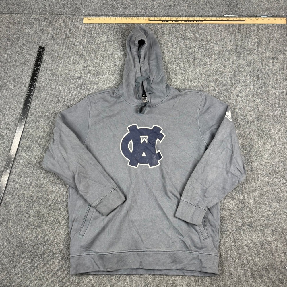 Adidas Hoodie Mens Size 2XL Grey Graphic Pullover Long Sleeve Athletic Shirt